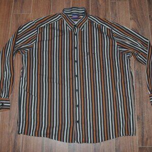 Casa Moda Sports Button up Long Sleeve Striped Cotton Shirt Chest 50" XL Germany